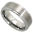 Tungsten Carbide 8 mm (5/16) Comfort Fit Flat Band, Brushed Finish, Grooved Edges