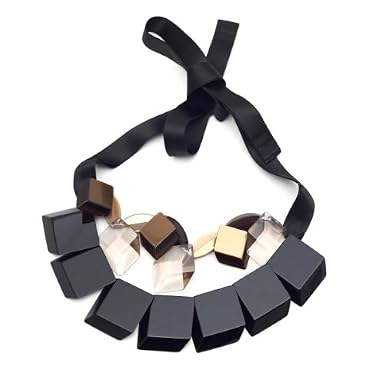 Black and Brown Squares Necklace by Silvia Rossi||RF10F