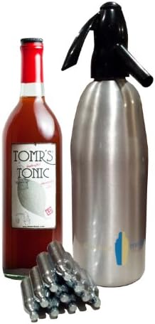 Tomr's Handcrafted Tonic 750 ml + Soda Siphon (1 Liter)Black + 10 Free Charges : 8-gram CO2 Cartridges