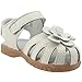 Orgrimmar Girls Sandals Genuine Leather Soft Flower Princess Flat Shoes Girl Summer Sandals Closed Toe Shoes(5 M US Toddler,White)