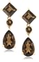 14k Yellow Gold Pear and Square Shaped Smoky-Quartz Drop Earrings