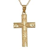 10k Yellow Gold Diamond-Cut Cross Pendant, 18