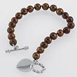 Sterling Silver Chocolate Freshwater Pearl Heart Toggle Bracelet - 7.5 Inches