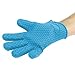 Heat Resistant Grilling BBQ Useful 2pc Set, Silicone Glove for Cooking, Baking, Smoking & Potholder, Unisex Size and Silicone Stainless Steel Kitchen Food Cooking 12 Inch Tongs, Best Gift (Blue)