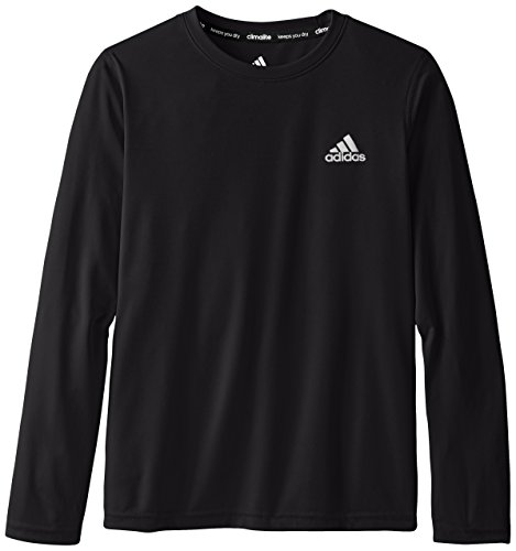 adidas Big Boys' Essential Clima Long Sleeve Tee, Black, Small/8