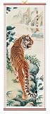 Chinese Wall Scroll with Tiger & Mountains