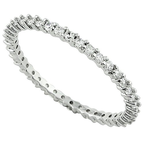 Stackable Eternity Ring Cubic Sterling Silver 925 (Sizes 3-15)