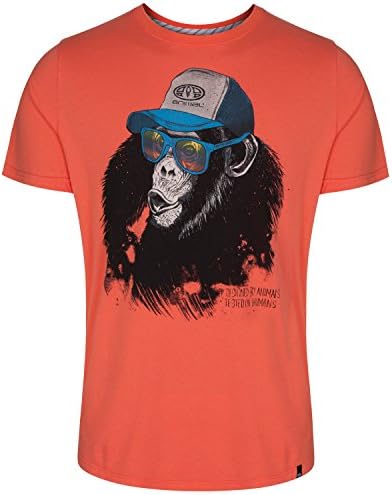 Animal Men's Loko Monkey Graphic Print Short Sleeve T-Shirt Large Coral