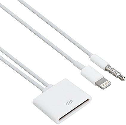 30 Pin to 8 Pin Adapter Converter with Audio Connector Cable White for iPhone 5/5S/iPod Touch/iPad Mini/iPad Air