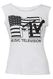 31R New Womens MTV Print T-shirt Cut-off Sleeveless Ladies Vest Top