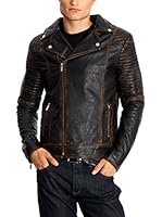 USUAL WAY Cazadora Piel Barret (Negro / Naranja)