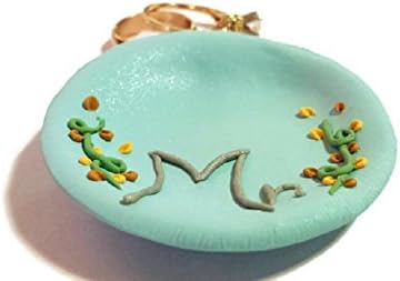 Mr. Ring Dish in Blue with Floral Design, Groom Wedding Ring Holder, Clay Blue Ring Dish, Groom Gift Idea, Valentine's Day Gift, Anniversary Gift Idea