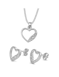 Sterling Silver Sets With Cubic Zirconia - Heart