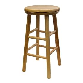 Set of 2 Beech Wood 24H Kitchen Swivel Bar Stools by visiondecor Furniture