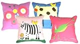 Pillow Decor - Set of 4 Quilted 16"x16" Childrens Decorative Throw Pillows