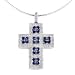 18K White Gold Diamond & Sapphire Cross with Choker 15.5