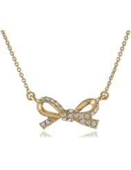 kate spade new york Skinny Mini Pave Mini Bow Clear, Gold Colored Pendant Necklace, 16"
