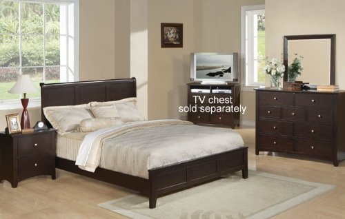 4pc Queen Size Bedroom Set Contemporary Style in Cappuccino