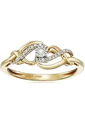 Classic Twist with White Diamond Accent Yellow Plating Over Sterling Silver Ring