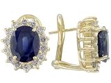 14K Yellow Gold Sapphire and Diamond Earrings