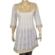 Womens Fashion Cotton Long Sleeve Top Blouse Chikan Embroidery Size M (ctop562)