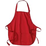 Port Authority Medium Length Apron with Pouch Pockets - A510 - Red