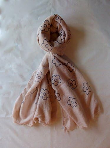 Elena Milani Couture- Daisy handmade silkscreen pink cotton scarf
