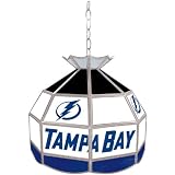 NHL1600-TBL - NHL Tampa Bay Lightning Stained Glass Tiffany Lamp - 16 inch