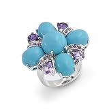 Bling Jewelry Amethyst Cubic Zirconia Turquoise Color Cocktail Ring