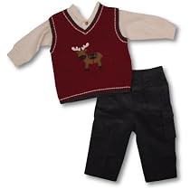 Good Lad Infant Boys Red Sweater Vest Set ~ Moose