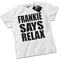 HotScamp Premium Frankie Says Relax Womens Girls White T-Shirt Top