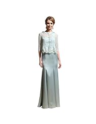 Floor Length Elbow Length Sleeves Polyester/Spandex Round Neck Lace Evening Dress/Prom Dress 