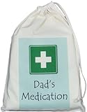 Dad's Medication Small Storage Bag - Small Natural Cotton Drawstring Bag - SUPPLIED EMPTY