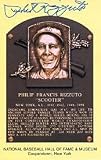Phil Rizzuto Autographed Baseball Hall of Fame Plaque Postcard - Framed MLB Photos, Plaques, and Collages