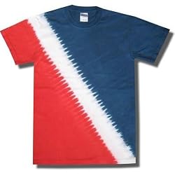 Tie Dye Mania Adult Tie-Dyed Patriotic Diagonal Striped Diver T-shirt