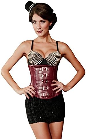 FashionFits Women's Classic Gothic Leather Underbust Waist Cincher Corset Red XXL