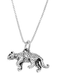 Sterling Silver Three Dimensional Leopard Cheetah Necklace