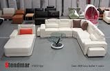 6PC Modern ivory leather sectional sofa set S1022B