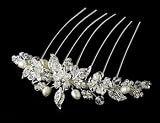 Stunning Silver Floral Bridal Hair Comb Rhinestones & Swarovski Crystals