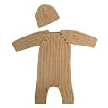 Tadpoles Cable Knit Romper and Hat Set - Cocoa