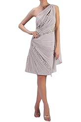 One Shoulder Chiffon Beaded Natural   Waistline Pageant Dress/Prom Dress  with a Watteau Train 