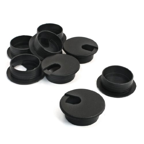 uxcell® Black Round Plastic Computer Desk Cable Grommet Hole Cover 35mm 8Pcs