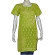 Womens Cotton Short Sleeve Top Shirt Blouse Chikan Embroidery Size L (ctop320)