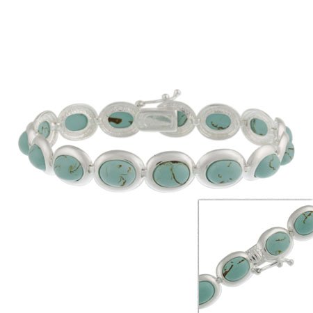 Stunning! Sterling Silver Bracelet with oval Turquoise Stone
