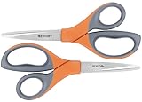 Westcott Elite Stainless Steel Straight Shears, 8 Inches, Orange/Gray, 2-Pack (13249)