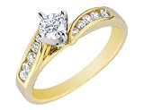Diamond Channel Set Engagement Ring 1/2 Carat (ctw) in 14K Yellow Gold (Certified)