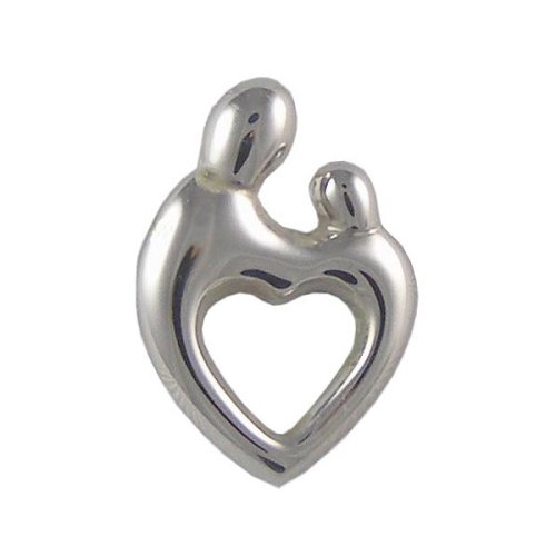 Sterling Silver Mother Child Charm Pendant Necklace