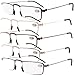 Eyekepper 5-Pack Straight Thin Stamped Metal Frame Half-Eye Style Reading Glasses Readers +2.00