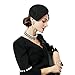 F FADVES Flower Womens Dress Fascinator Wool Felt Fedora French Pillbox Hat Party Wedding Black