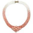 14k Yellow Gold Woven Coral Bead Necklace w/ Floral Design, 17" ~ Amazon.com Collection